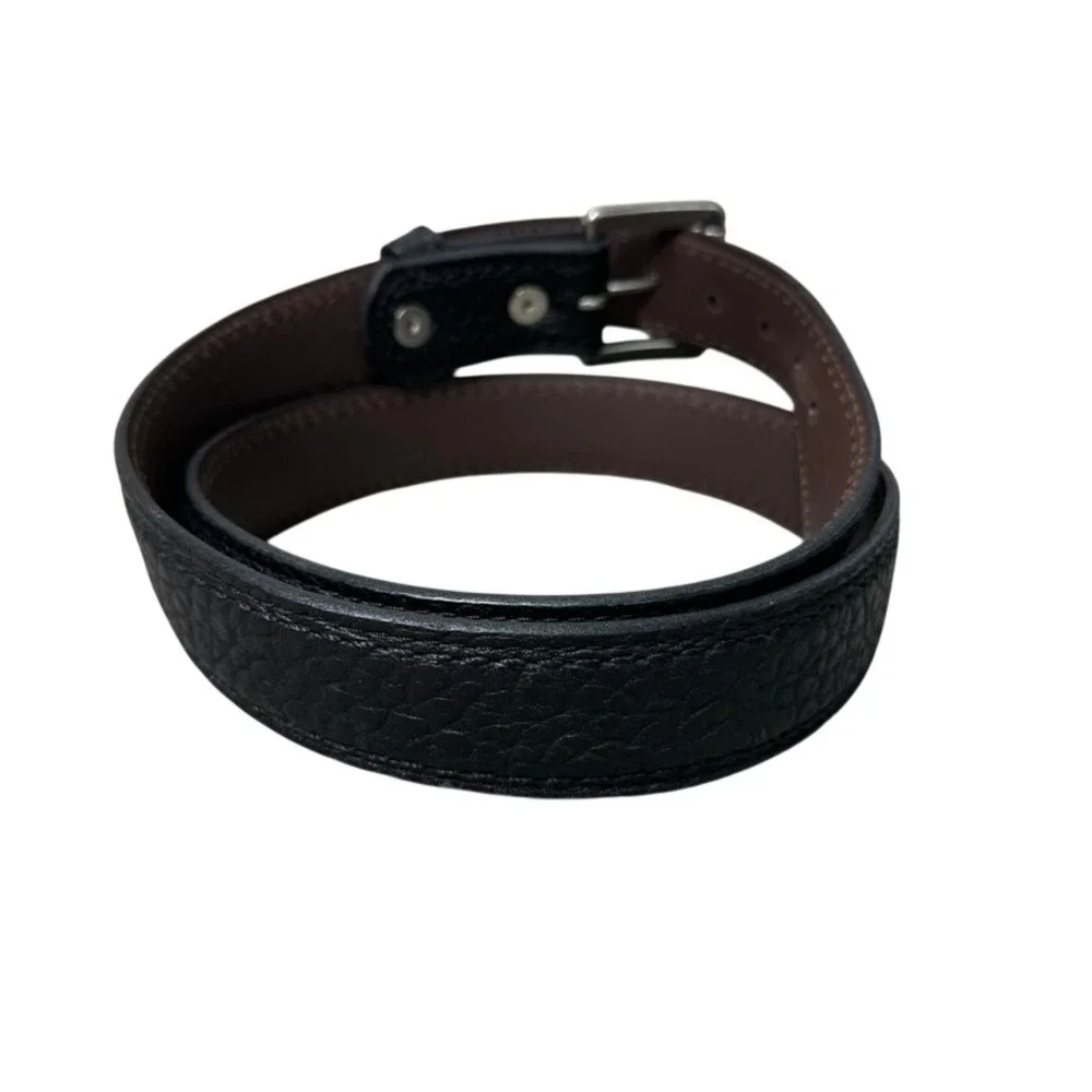 Vintage Bison Black American Bison Leather Belt Mens 42 Made in USA 65651